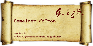 Gemeiner Áron névjegykártya