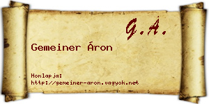 Gemeiner Áron névjegykártya